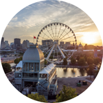 Montreal skyline with ferris wheel